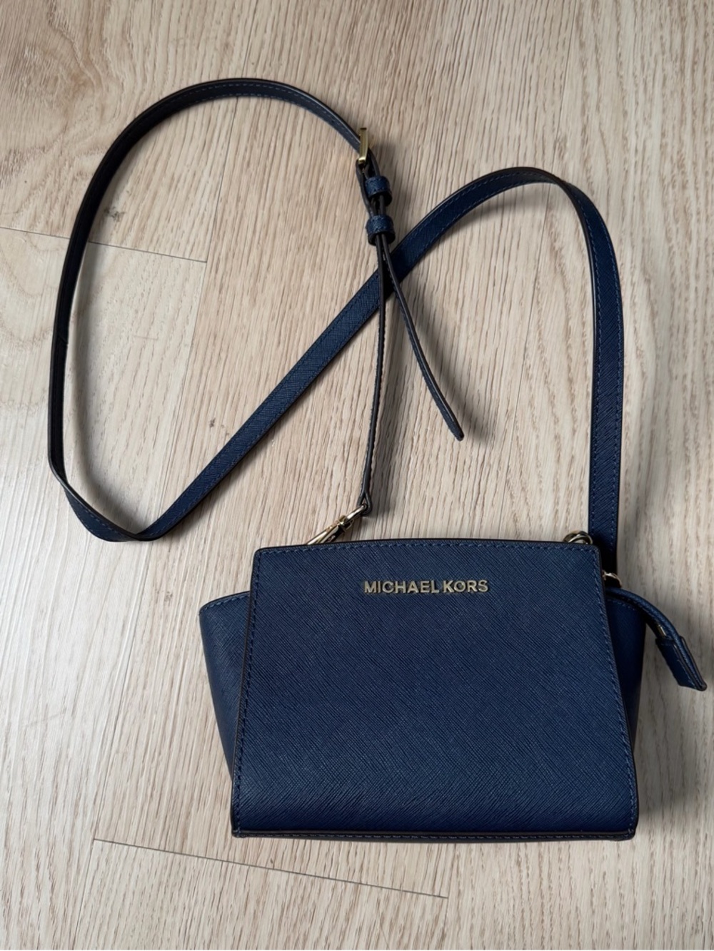 Michael Kors Navy Crossbody with Gold Logo